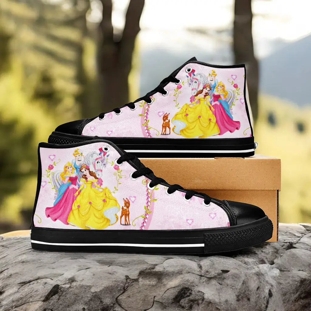 Princess Aurora Belle and Cinderella Custom High Top Sneakers Shoes