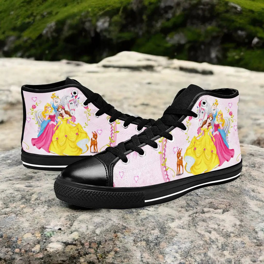 Princess Aurora Belle and Cinderella Custom High Top Sneakers Shoes