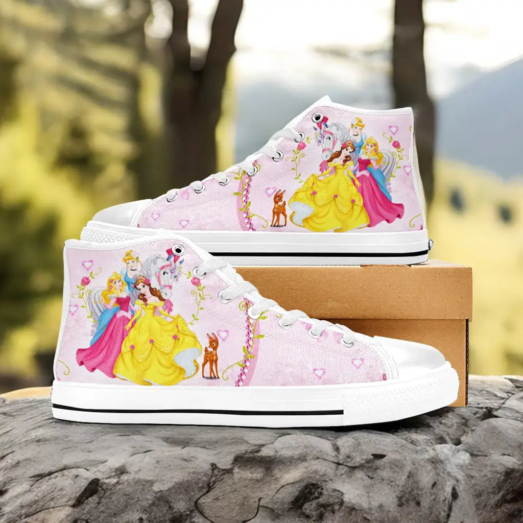 Princess Aurora Belle and Cinderella Custom High Top Sneakers Shoes
