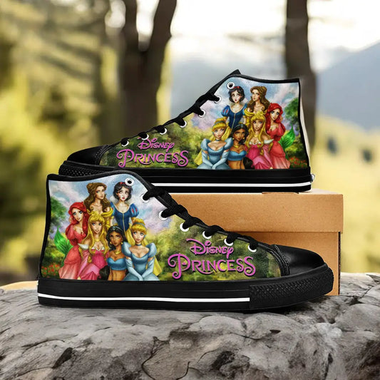 Princess Belle Snow White Ariel Cinderella Aurora Jasmine Custom High Top Sneakers Shoes