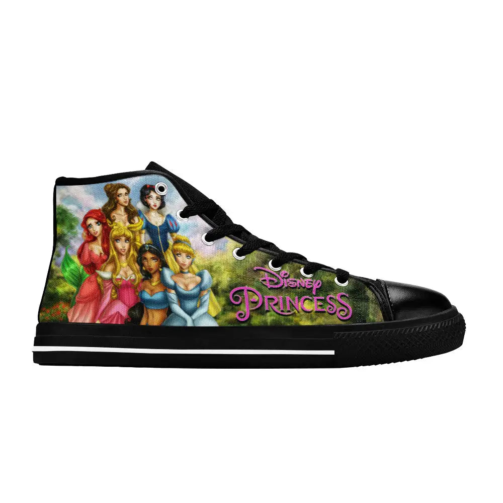 Princess Belle Snow White Ariel Cinderella Aurora Jasmine Custom High Top Sneakers Shoes