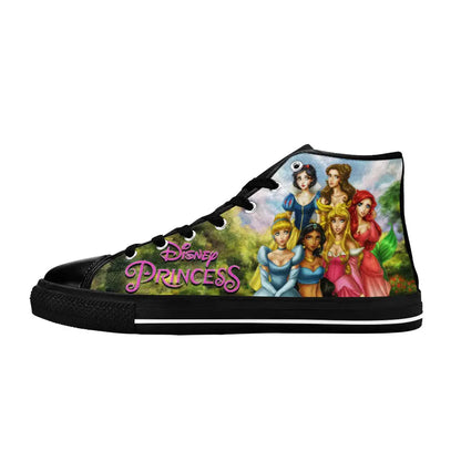 Princess Belle Snow White Ariel Cinderella Aurora Jasmine Custom High Top Sneakers Shoes