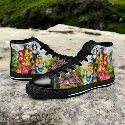 Princess Belle Snow White Ariel Cinderella Aurora Jasmine Custom High Top Sneakers Shoes