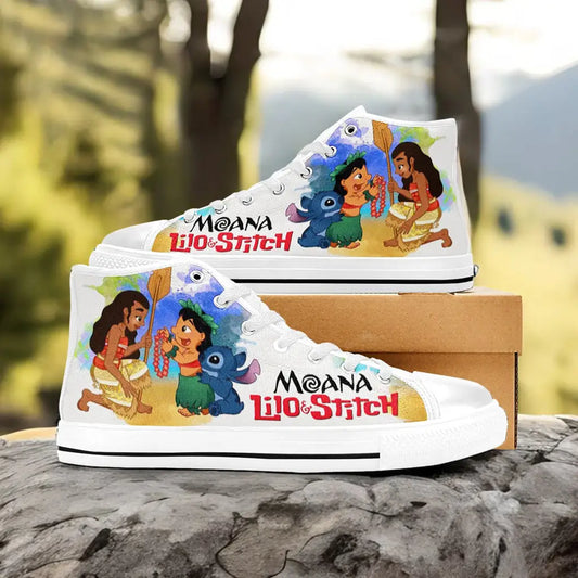 Princess Moana Waialiki Lilo and Stitch Custom High Top Sneakers Shoes