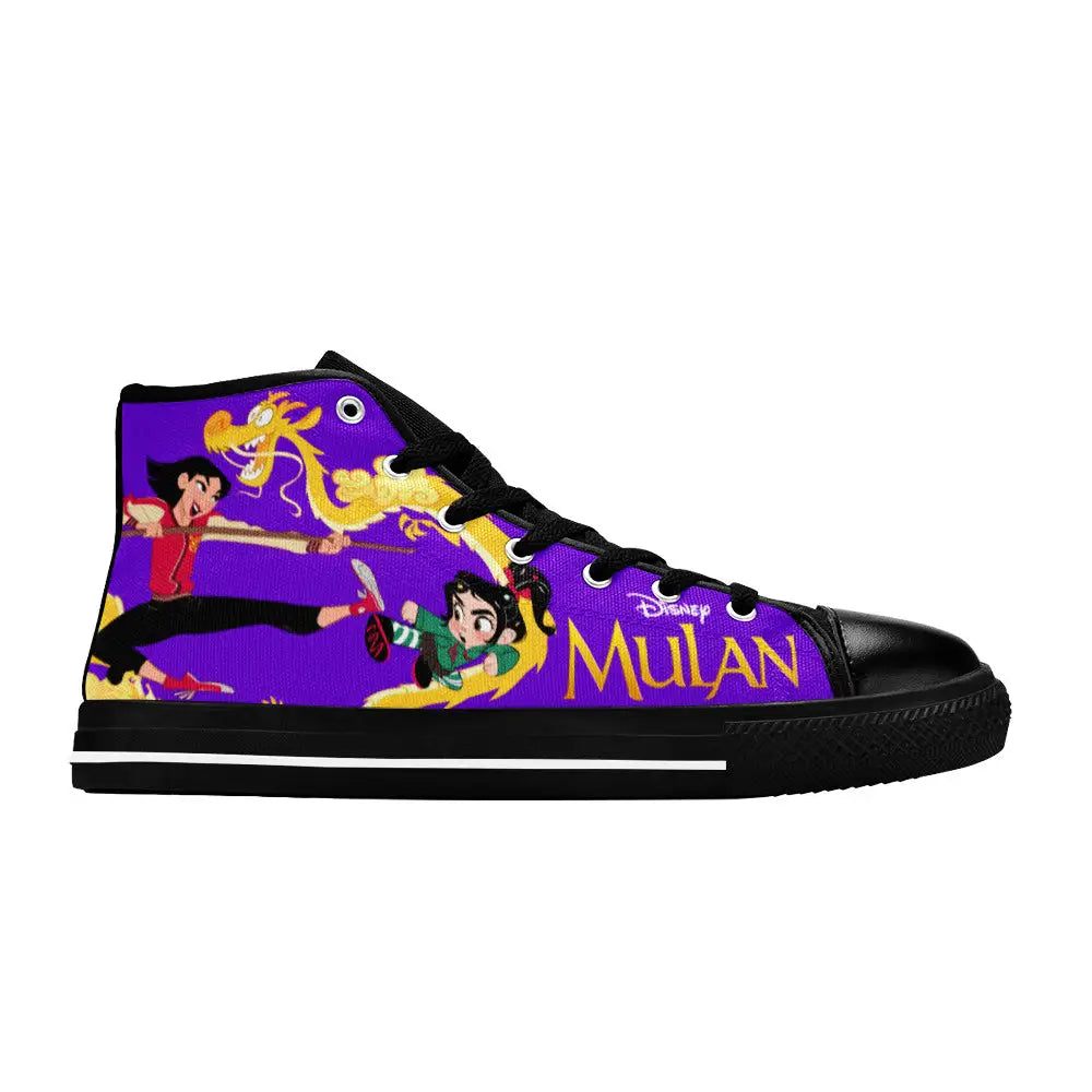 Princess Mulan vs  Princess Vanellope Custom High Top Sneakers Shoes