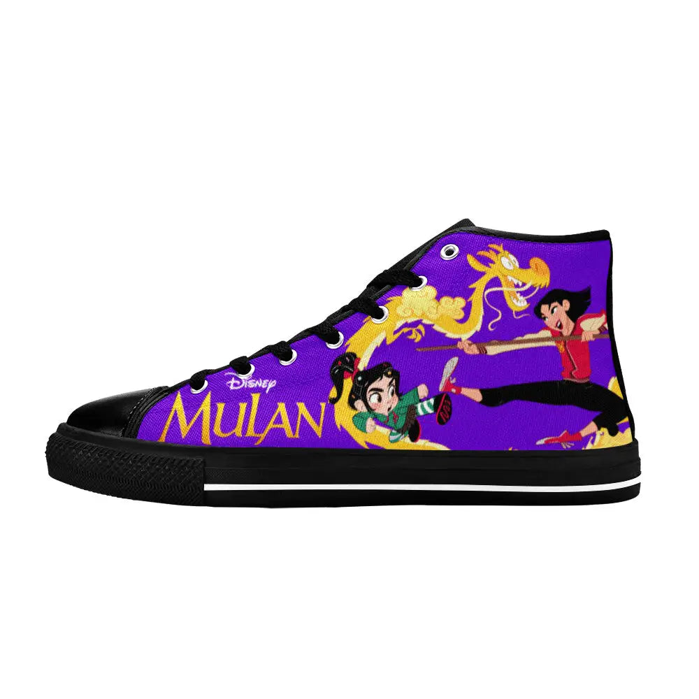 Princess Mulan vs  Princess Vanellope Custom High Top Sneakers Shoes