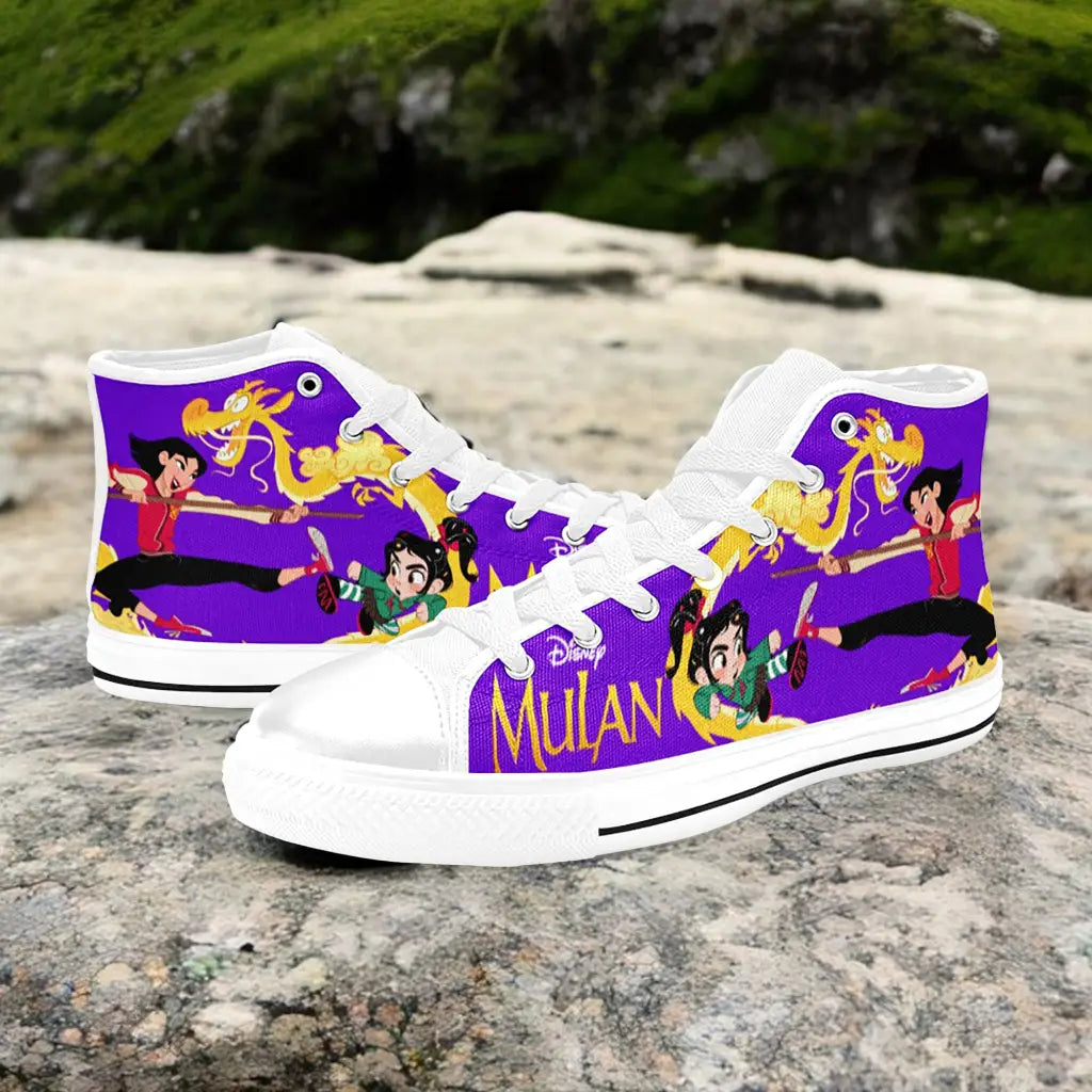 Princess Mulan vs  Princess Vanellope Custom High Top Sneakers Shoes