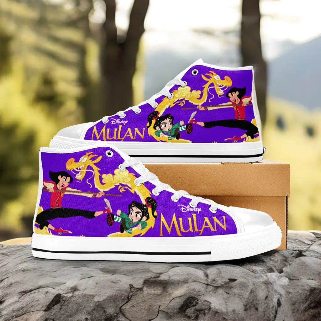 Princess Mulan vs  Princess Vanellope Custom High Top Sneakers Shoes