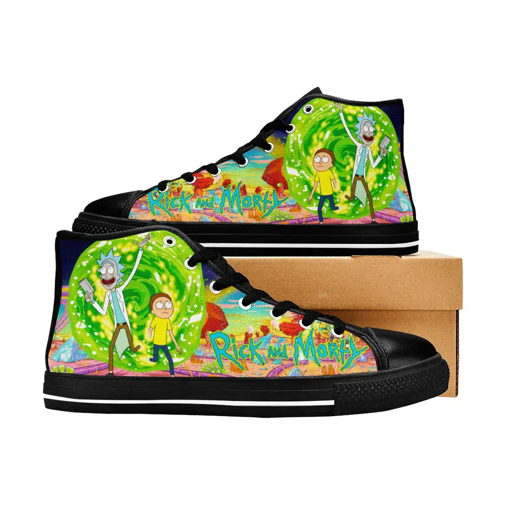 Rick and Morty Cartoon Custom High Top Sneakers Shoes