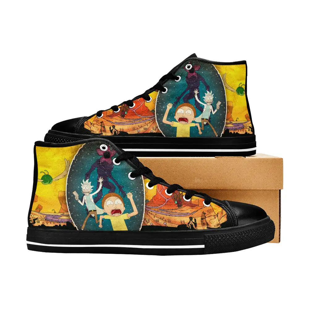 Rick and Morty Cartoon Custom High Top Sneakers Shoes