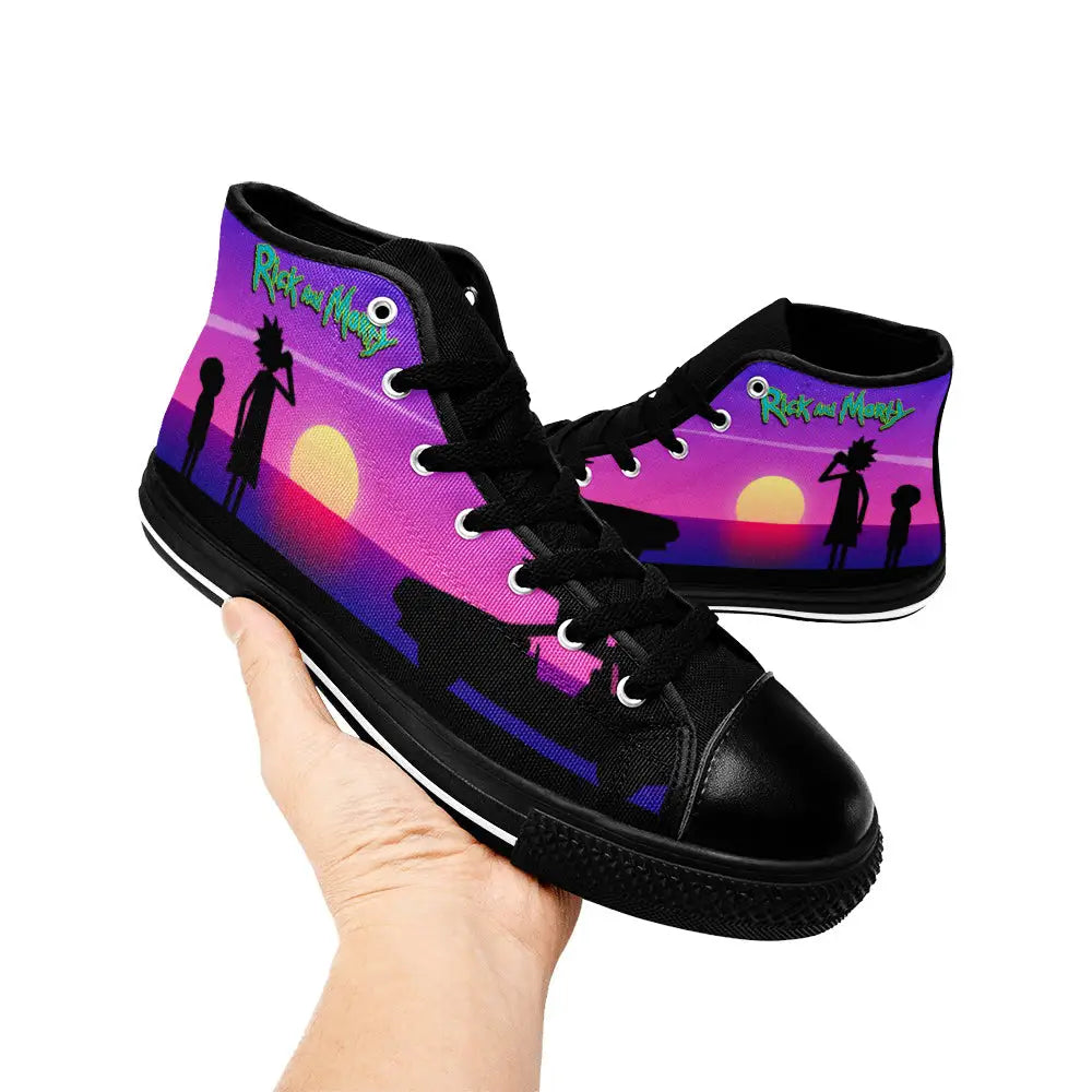 Rick and Morty Cartoon Custom High Top Sneakers Shoes