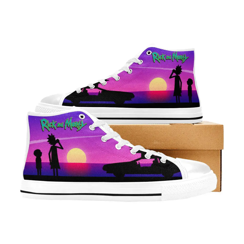 Rick and Morty Cartoon Custom High Top Sneakers Shoes