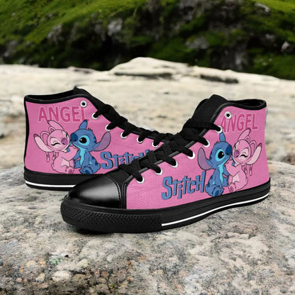 Stitch and Angel Custom High Top Sneakers Shoes