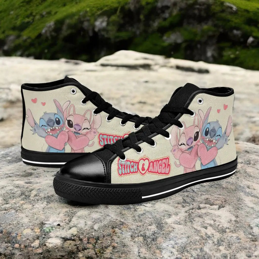 Stitch and Angel Custom High Top Sneakers Shoes