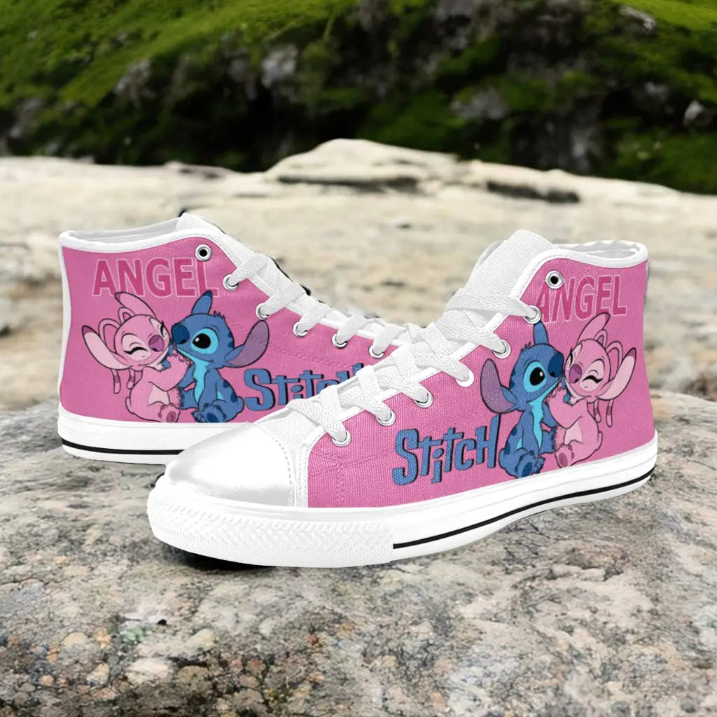 Stitch and Angel Custom High Top Sneakers Shoes