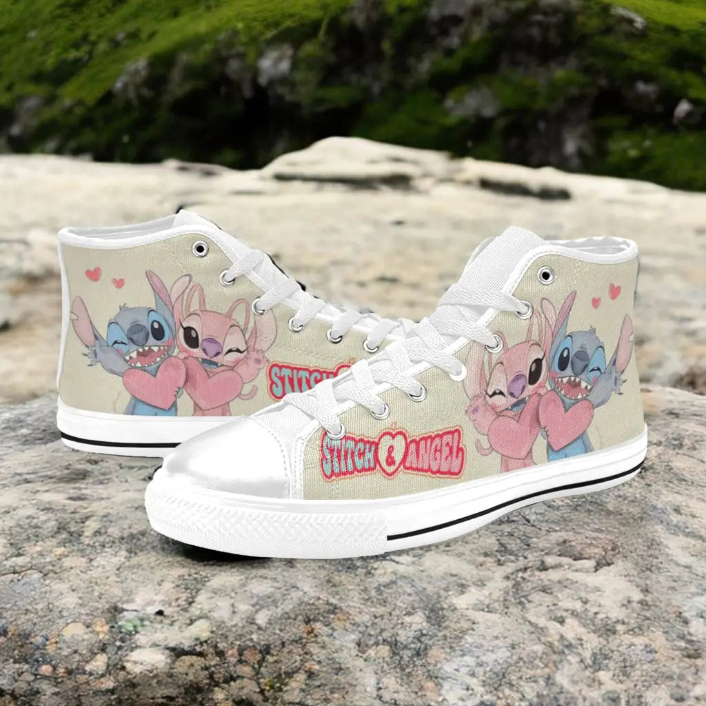 Stitch and Angel Custom High Top Sneakers Shoes