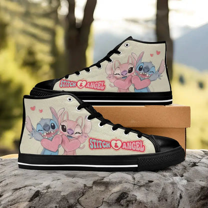 Stitch and Angel Custom High Top Sneakers Shoes