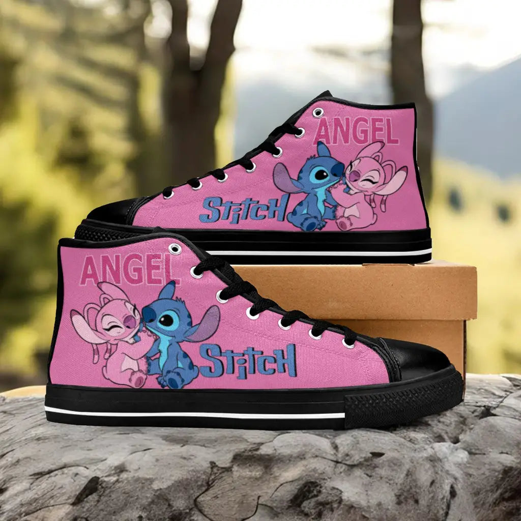 Stitch and Angel Custom High Top Sneakers Shoes