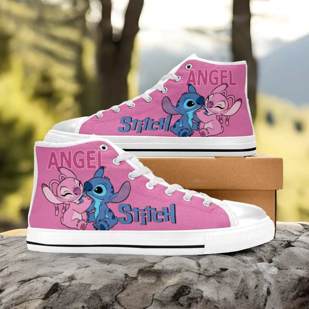 Stitch and Angel Custom High Top Sneakers Shoes