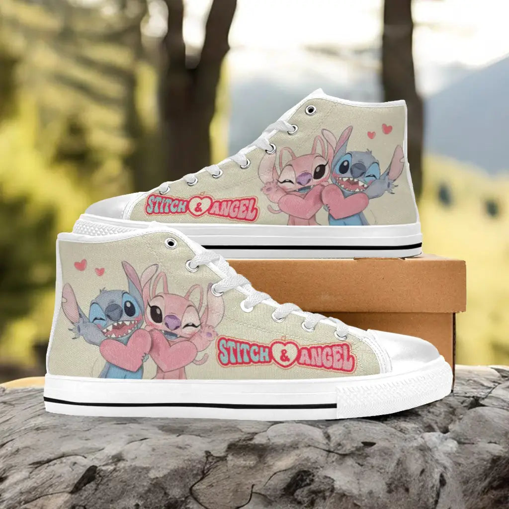 Stitch and Angel Custom High Top Sneakers Shoes