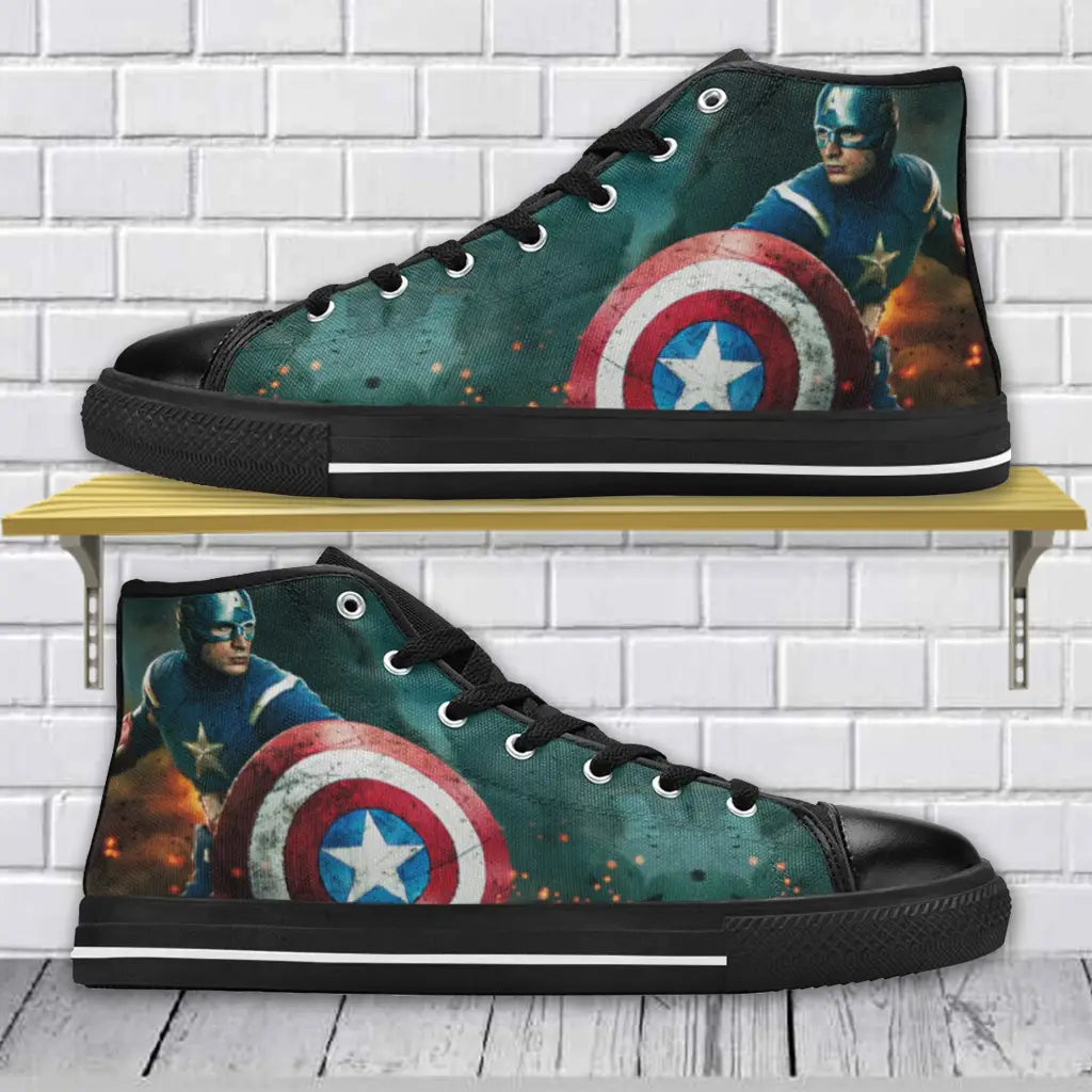 Superhero Captain America Avengers Shoes High Top Sneakers