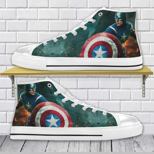 Superhero Captain America Avengers Shoes High Top Sneakers