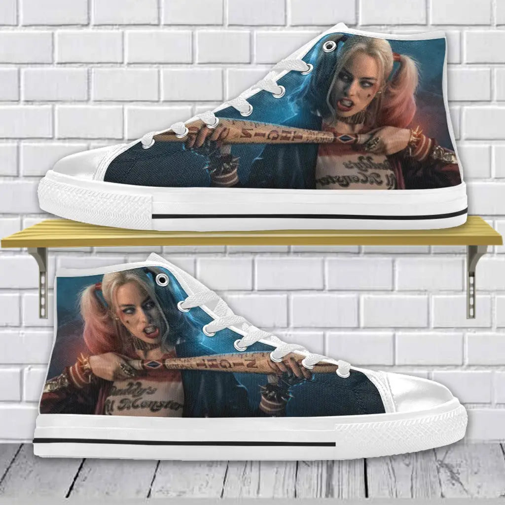 Superhero Comic Harley Quinn Joker Shoes High Top Sneakers