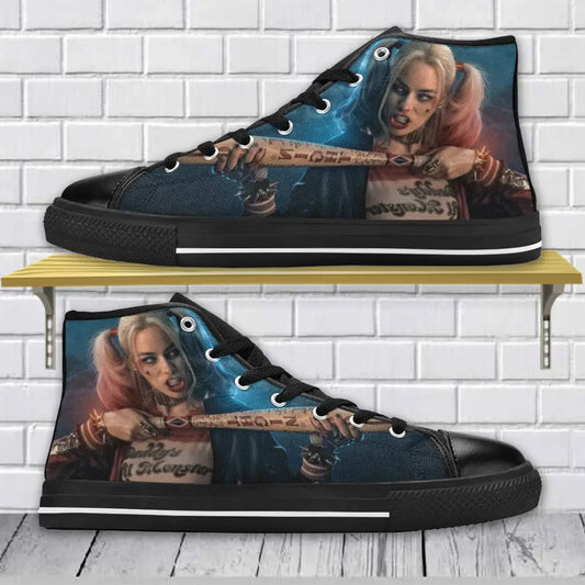 Superhero Comic Harley Quinn Joker Shoes High Top Sneakers