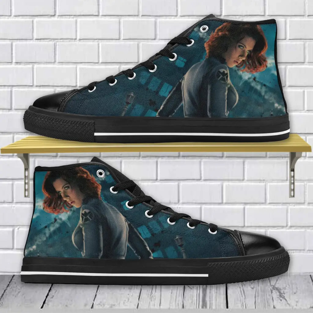 Superhero Shoes Black Widow Custom High Top Sneakers Shoes