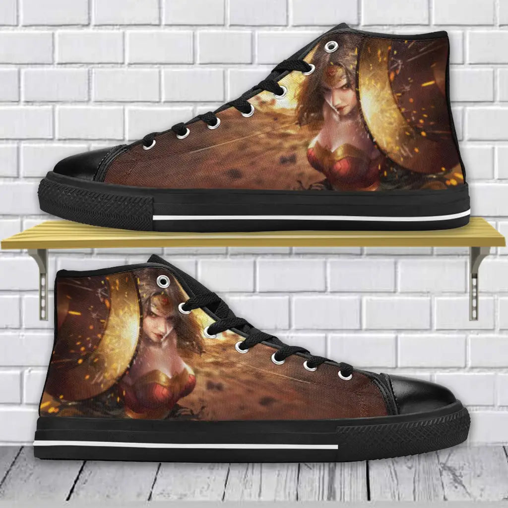 Superhero Wonder Woman Comic Shoes High Top Sneakers