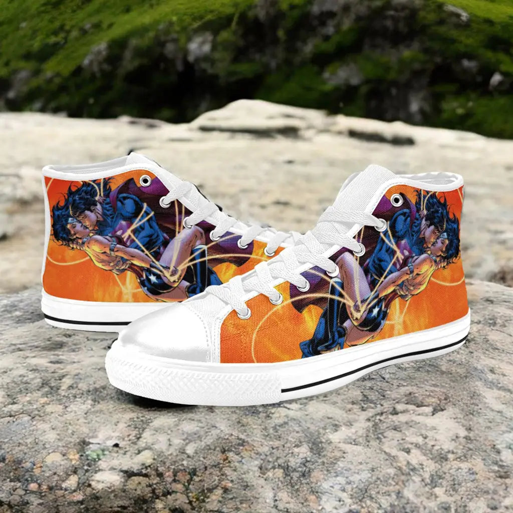 Superman Kiss Wonder Woman Shoes High Top Sneakers for Kids and Adults