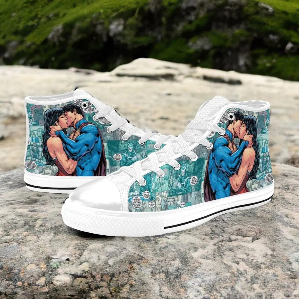 Superman Kiss Wonder Woman Custom High Top Sneakers Shoes