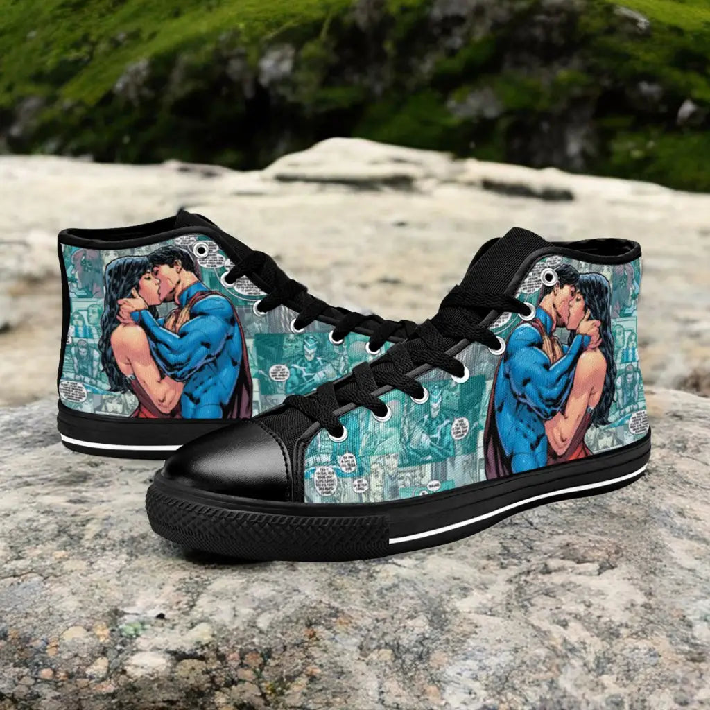 Superman Kiss Wonder Woman Custom High Top Sneakers Shoes