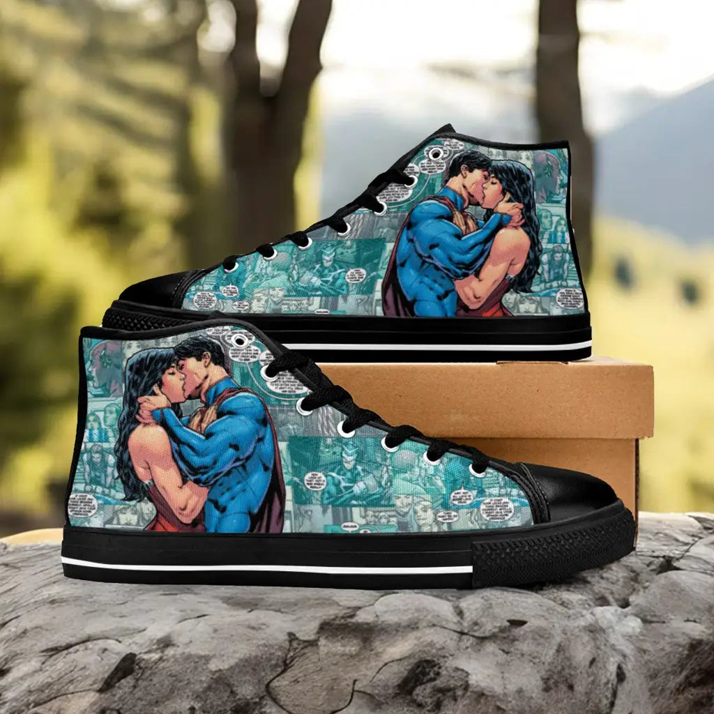 Superman Kiss Wonder Woman Custom High Top Sneakers Shoes