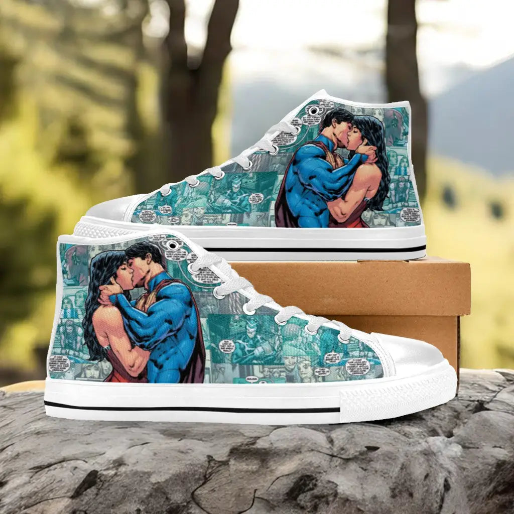 Superman Kiss Wonder Woman Custom High Top Sneakers Shoes