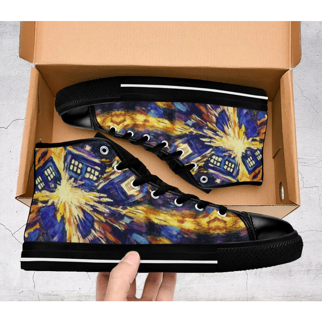 Tardis Doctor Who starry night Shoes High Top Sneakers