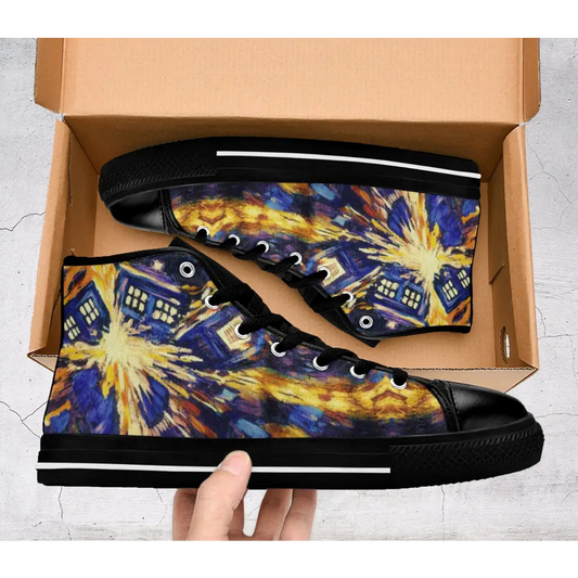Tardis Doctor Who starry night Shoes High Top Sneakers